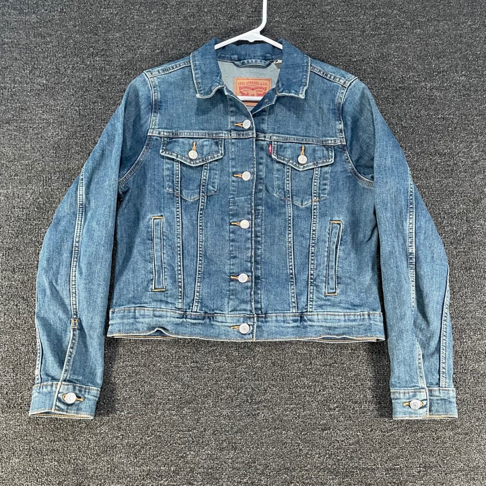 Levi's Denim Trucker Jacket Womens Medium Blue Good Classic Button Front 29945